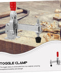 Heavy Duty Welding Toggle Clamps Pair With Rubber Tips Iron Fixed Workshop Hold Downs For Woodworking Jigs And Welding Fixtures Rock Solid Locking To Secure Workpiece For Precise Stable Positioning On Every Project Pro Grade, front view