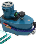 Heavy-Duty Glass Edge Polisher and Beveller with 10 Wheels for Killer Bevels on Marble Tile Ceramic or Acrylic, showing motor and connection points.