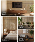 Heavy Duty Peel And Stick Acoustic Wall Tiles 12 Pack Sound Absorbing Panels 12 X 12 Inch in a stylish living room and bedroom decor.