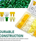 120 Piece Nylon Grommet Screw Nuts Kit for Car Body Repair and License Plates, Universal Plastic Fasteners in case and samples