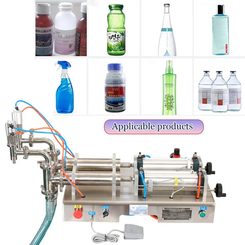Boss Grade Heavy Duty Double Head Pneumatic Bottle Filler With Slick Auto Manual Toggle for filling various bottle sizes.