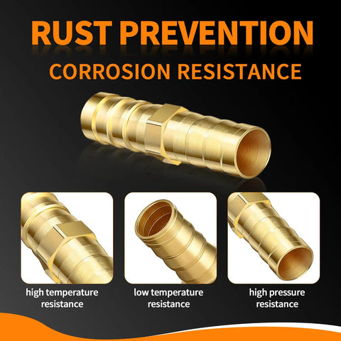 Heavy Duty Three Eighths Inch Hose Barb Fitting Kit Three Pack Brass Straight Connectors For Fuel Line Air Water Oil Gas