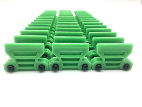 Space Saving 42 Wrench Organizer Set With Infinitely Adjustable Dividers For Upright Or Flat Wrench Storage Also Holds Screwdrivers Pliers Extensions And More Tools In A Durable Green Finish, showing green dividers aligned.