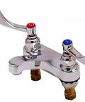 Pro Grade Medical Deck Mount Mixing Faucet In Antique Brass Finish With Polished Chrome Brass Body 2.2 GPM Aerator Eterna Cartridge