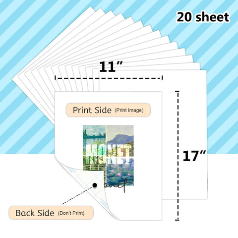 Dark Tees Heat Transfer Paper Pack With 20 Sheets 11 By 17 Inches For Inkjet Laser Printers Printable HTV Vinyl for fabric