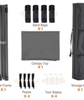 10x10 Ft Pop Up Canopy Tent With Sand Bags Easy Up Instant Shelter components including steel frame, canopy top, sand bags, ropes, stakes