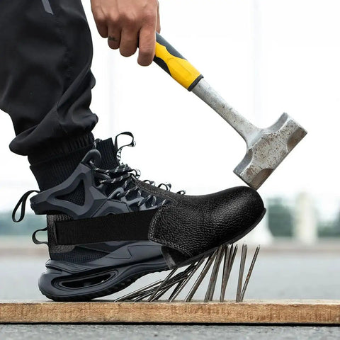 Heavy Duty Steel Toe Covers For Shoes Non Slip Safety Overshoes With Durable Anti Crush Guard Universal Fit Work Boot Protectors Built Tough For Industrial Job Sites And Day Shift Grip, protecting boots from hammer impact.