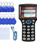 Multi-Frequency RFID Card Duplicator And Copier For Access Control, Home Security And Elevator Cards with blue tokens, USB, and cards