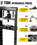 Shop Ready Badass 12 Ton Hydraulic Shop Press With Adjustable H Frame Safety Valve and Stamping Plates in use for auto repairs.
