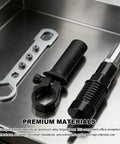 Rivet Gun Adapter Kit For Cordless Drill With 2.4mm 3.2mm 4.0mm 4.8mm Rivet Heads, metal and black components displayed.