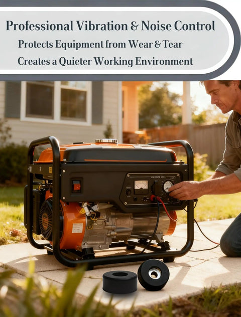 Heavy Duty Anti Vibration Rubber Feet 4 Pack With Mounting Screws For Air Compressors And Work Gear shown with generator setup.