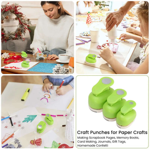 All In One Circle Punch Set For Scrapbooking And DIY Card Making Includes Five Sixteenth Inch Five Eighths Inch And One Inch Hole Punches
