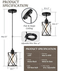 Black Glass Pendant Lights Two Pack With Clear Glass Cylinders, Industrial Farmhouse Cage Hanging Lights, adjustable chain