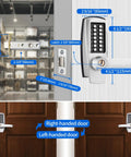 Mechanical Push Button Lever Lock With 13 Digit Keypad for Keyless Entry, 60mm Backset, shown on right and left-handed doors