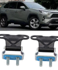 Rock Solid Tailgate Hinge Replacement Pair High Strength Steel Direct Fit OEM Specs complete left and right kit shown with SUV backdrop.