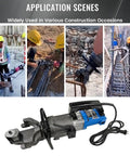 Heavy Duty Hydraulic Rebar Bender With Powerful 2000w Motor For Easy Bending And Straightening Up To 1.25 Inch Steel Rods In Just Seconds used on construction site.