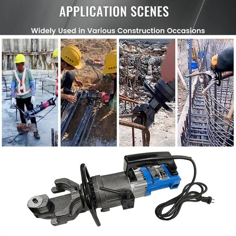 Heavy Duty Hydraulic Rebar Bender With Powerful 2000w Motor For Easy Bending And Straightening Up To 1.25 Inch Steel Rods In Just Seconds used on construction site.