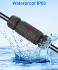 IP68 Weatherproof Junction Box For Outdoor Wiring Featuring Inline Cable Connectors And 80A Screw Terminals Custom Fit For Six To Ten Awg Wires submerged in water.
