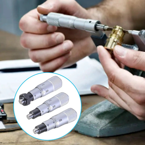 Engineer using 0 To 6.5 Inches Carbon Steel Micrometer Head Workhorse Gauge with flat needle and plain thimble.
