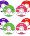 No Clean Soldering Wick Braid Desoldering Kit 8 pcs with 2, 2.5, 3, 3.5 mm widths and 3 m length showing various spool labels
