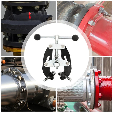 Solid Steel Pipe Alignment Clamp Model A1 Welding Positioner Tool in a multi-angle view, showcasing its sturdy design and functionalities.