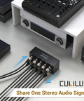 Four-Way Balanced XLR Stereo Splitter Box Passive Audio Distributor for studio and live use with connected cables
