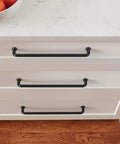 Slick Matte Black Cabinet Door Handle And Drawer Pull With Heavy Duty Metal Frame 10 1 16 Inch Center To Center Spacing kitchen drawers