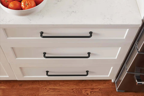 Slick Matte Black Cabinet Door Handle And Drawer Pull With Heavy Duty Metal Frame 10 1 16 Inch Center To Center Spacing kitchen drawers