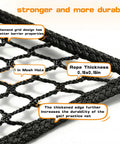 Close-up of the Baseball And Softball Batting Net 26x16.5ft Replacement For Backyard Batting Cage with durable PE mesh and thick edges.