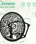 Heavy Duty Outdoor Garden Hose Reel and Wall Mount Holder With Tree of Life Metal Design, All Metal Water Hose Organizer for Yard