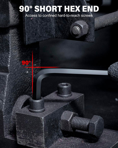 35-Piece Allen Wrench Set With Ball End And Long Arms, Includes Metric SAE And Torx Bits, shown with a 90-degree hex end.