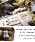 Oil being poured into engine with gloved hand, featuring 12 Pack Differential And Transfer Case Crush Washer Kit image