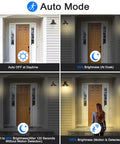 Outdoor Barn Lights With Motion Sensor 10 Inch Industrial Exterior Wall Light showcased in auto mode by a porch