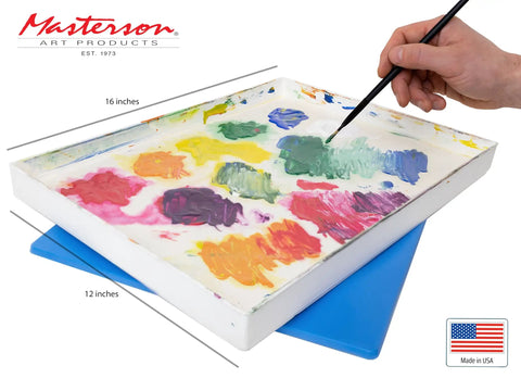 Pro Grade Studio Size Palette Storage Case 12 By 16 Inches For Full Size Artist Palettes With Sealing Lid And Tray Heavy Duty Studio Organizer For Paint Palettes Paper And Sponge Sold Separately, 12x16 tray