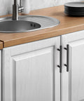 Kitchen with modern cabinets featuring 3 Pack Black Stainless Steel T Bar Cabinet Pulls For Dresser Drawers With Four Inch Hole Center And Six Inch Length Matte Black Kitchen Cabinet Hardware Durable Modern Handles installed.