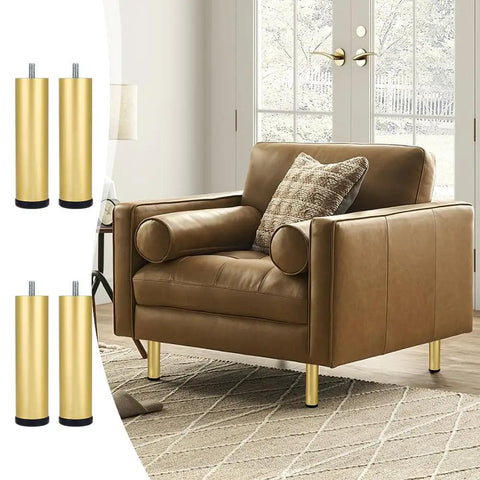 Dope Gold Metal Furniture Legs For Quick No Sweat Setup Solid Bed Risers For Couches Tables And Desks 5.8 Inch heavy duty cylinder support feet.