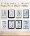 Variety of Dope Wireless Indoor Outdoor Thermometer Weather Station With Remote Sensor Temperature Humidity Monitors in different colors.