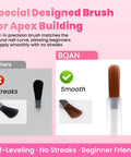 HEMA Free Builder Gel Kit With White And Nude Two Color Set And Brush, showing smooth brush with no streaks for apex building.