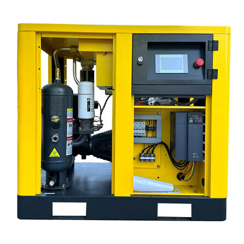 Lrsd 20HP Variable Speed Rotary Screw Air Compressor Delivers 80 CFM @ 125 PSI On 460V 3 Phase Power. This UL And ASME Certified Industrial Machine Features An Energy Saving Motor With Smart Touchscreen Controller For Optimal Performance And Reliability
