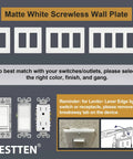 Matte White Screwless Wall Plate options and installation tips for light switch and receptacle