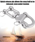 Rock Solid 316 Stainless Steel Swivel Snap Shackle For Sailboat Halyard Rigging Five Inch Model with quick release pin.