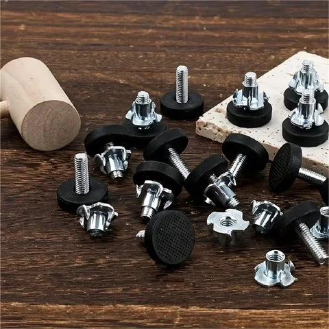 Adjustable Furniture Feet 24 Piece Set For Tables, Chairs, And Cabinets Leveling Threaded Posts With Non Slip Bases Sit Flat On Uneven Floors
