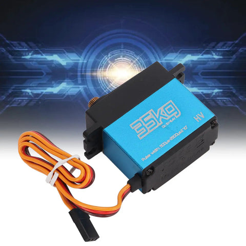 Rock Solid 35Kg Hollow Cup Motor RC Servo Waterproof Stainless Steel Gears Hard Anodized Aluminum Housing with wires.