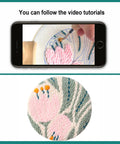 Punch Needle Coaster Kit With 6 Dope Floral Patterns, Complete Tool Set, Multicolor Embroidery Threads, Printed Instructions And Video Tutorial