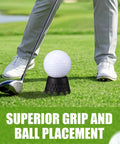 Golfer using Eight Piece Golf Tees Set For Indoor Simulator And Practice Mat Plastic Tees With Consistent Height for steady swing