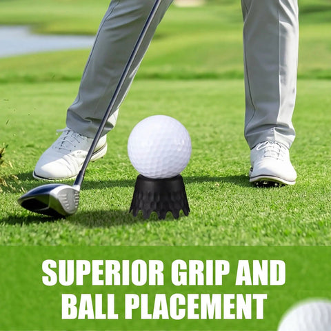 Golfer using Eight Piece Golf Tees Set For Indoor Simulator And Practice Mat Plastic Tees With Consistent Height for steady swing