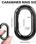 10 Pack Black Mini Carabiner Clips 1 Inch Tiny Spring Snap Hooks Heavy Duty Key Ring For Car Keys Keychain Wallet Backpack Outdoor Gear Camping Hiking Fishing Climbing Replacement shown with dimensions