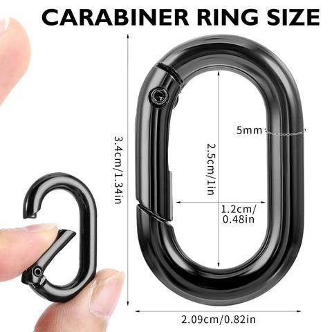 10 Pack Black Mini Carabiner Clips 1 Inch Tiny Spring Snap Hooks Heavy Duty Key Ring For Car Keys Keychain Wallet Backpack Outdoor Gear Camping Hiking Fishing Climbing Replacement shown with dimensions