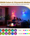 Peel and Stick Sconces Set of 2 Brushed Nickel, Detachable Battery Operated Wall Sconce With 10000mah Rechargeable Bulbs, 12 RGB colors in use.