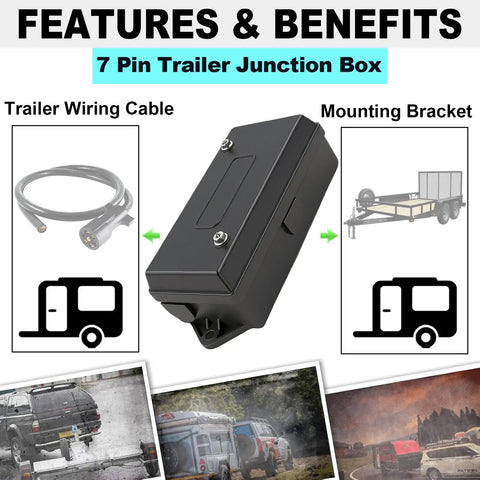 7 Way Trailer Junction Box Built Tough and Waterproof Wiring Connector for RV Camper Caravans Boat Nylon